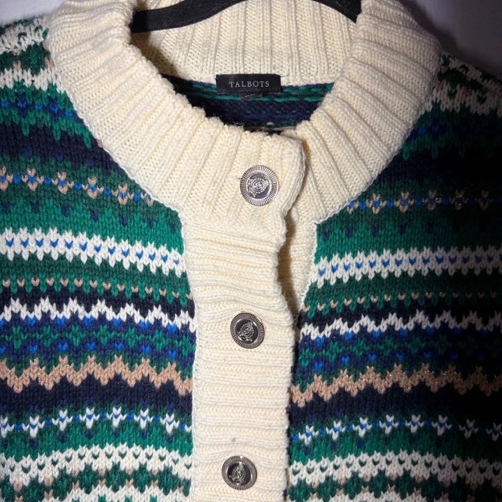 Talbots Multicolor Patterned Cardigan - image 3
